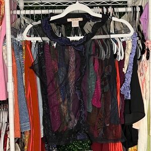 Free People Sheer Mesh Black Tank Top Small